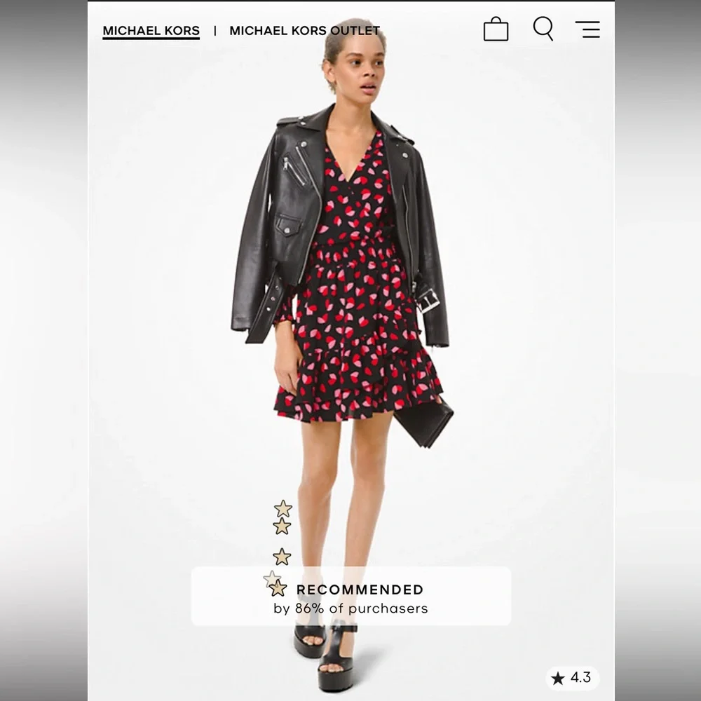 MICHAEL KORS Petal Crepe Wrap Ruffle Dress - Picture 3 of 7